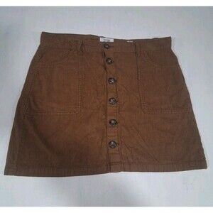 Corduroy Tan Mini Skirt Button Fly Kensie Jeans Size 14/32 Pockets
